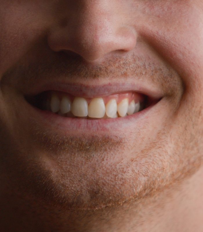 Cropped view unrecognizable Caucasian man smile toothy male teeth smiling happy joyful carefree cheerful guy home medical clinic orthodontic oral dentistry hygiene dental health whitening procedure. High quality 4k footage